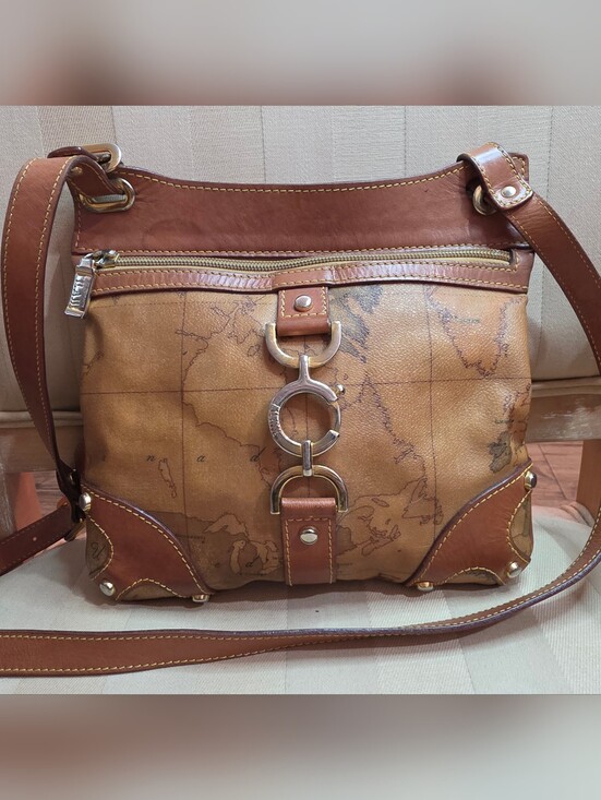 Alviero Martini Handbags - GENUINE ALVIERO MARTINI 1A CLASSE GEO CLASSIC MAP PRINT CROSSBODY SATCHEL PURSE